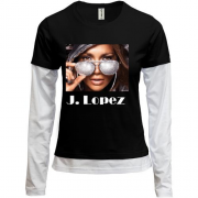 Комбінований лонгслів Jennifer Lynn Lopez в окулярах