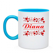 Чашка з сердечками і ім'ям "Діана"