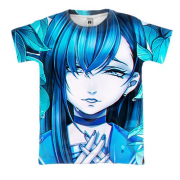 3D футболка с аниме артом "Девушка с голубыми волосами"