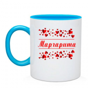 Чашка з сердечками і ім'ям "Маргарита"