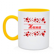 Чашка с сердечками и именем "Нина"