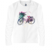 Детская футболка с длинным рукавом с велосипедом и цветами