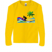 Детская футболка с длинным рукавом с серфингистом и радужными во