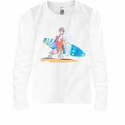 Детская футболка с длинным рукавом с серфингисткой