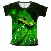 Жіноча 3D футболка із зеленою змією