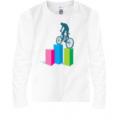 Детская футболка с длинным рукавом с велосипедистом на кубиках