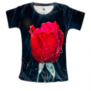 Женская 3D футболка с розой под дождем