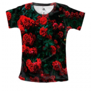 Жіноча 3D футболка з кущем троянд