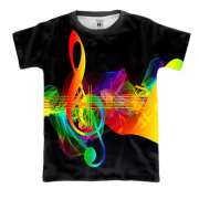 3D футболка музыкальная радуга