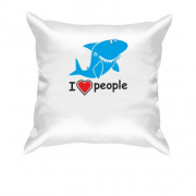 Подушка с акулой "Я люблю людей"