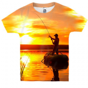Детская 3D футболка Рыбак на рыбалке