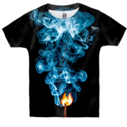 Детская 3D футболка с горящей спичкой
