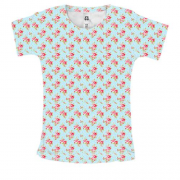 Женская 3D футболка с цветочными обоями