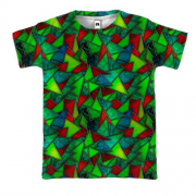 3D футболка с треугольным зеленым витражом