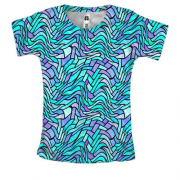 Жіноча 3D футболка з хвилястим блакитним вітражем