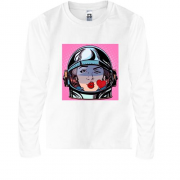Детская футболка с длинным рукавом с девушкой-космонавтом