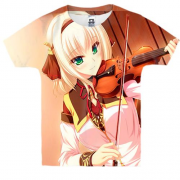 Дитяча 3D футболка з аніме дівчиною і скрипкою