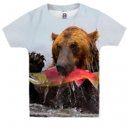 Детская 3D футболка с медведем и рыбой