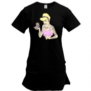 Подовжена футболка з панк принцесою і гризуном