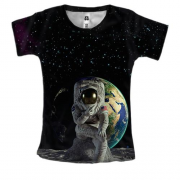 Женская 3D футболка Космонавт на Луне