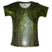 Женская 3D футболка "Дорога в лесу"