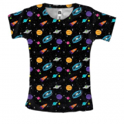 Женская 3D футболка с планетами