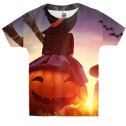 Детская 3D футболка Halloween pumpkin sunset