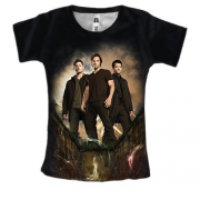 Женская 3D футболка Supernatural - Дин, Сэм и Кас