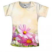 Женская 3D футболка с полевыми цветами (2)