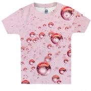 Дитяча 3D футболка Pink bubbles pattern