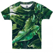 Дитяча 3D футболка Green leaves pattern