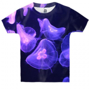 Детская 3D футболка Феолетовые медузы