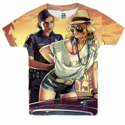 Детская 3D футболка GTA police girl