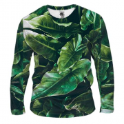 Мужской 3D лонгслив Green leaves pattern