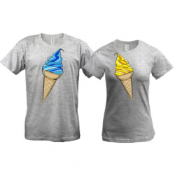 Парні футболки з жовто-синім морозивом
