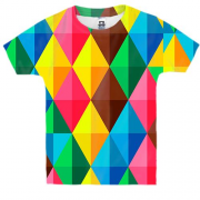 Дитяча 3D футболка Multicolored rhombuses