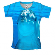 Женская 3D футболка с дельфином