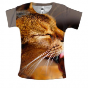 Женская 3D футболка Кот в лучах солнца