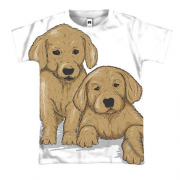 3D футболка с двумя щенками