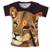 Женская 3D футболка с накрашеной львицей