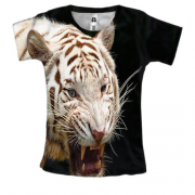 Жіноча 3D футболка з білим  тигром, що гарчить