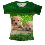 Женская 3D футболка со щенками лабрадора