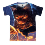 3D футболка с играющим котом