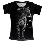 Жіноча 3D футболка з чорно-білим леопардом
