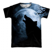 3D футболка Волк на фоне луны