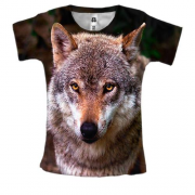 Жіноча 3D футболка з вовком в лісі