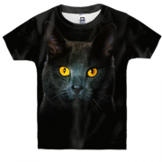 Детская 3D футболка с черным котом