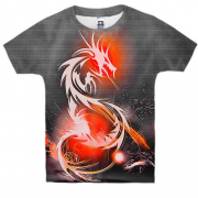 Детская 3D футболка с  белым драконом