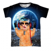 3D футболка «Кот на луне»