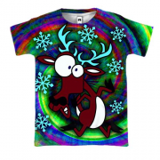 3D футболка с новогодним оленем в спектре